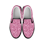 Pink Octopus Tentacles Pattern Print Black Slip On Shoes