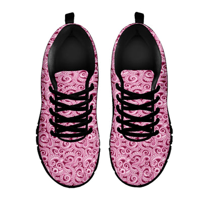 Pink Octopus Tentacles Pattern Print Black Sneakers