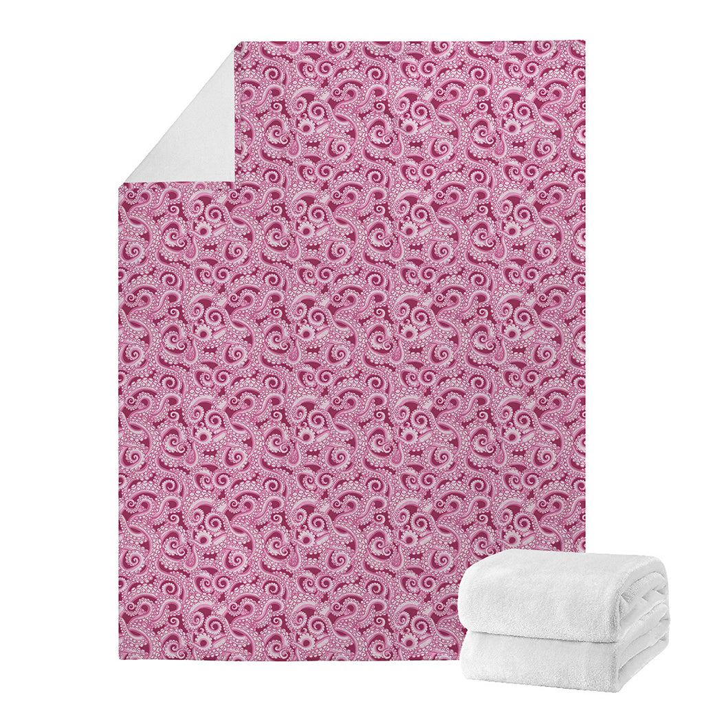 Pink Octopus Tentacles Pattern Print Blanket