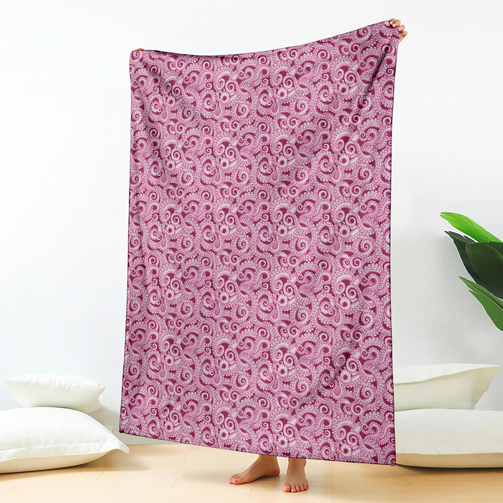 Pink Octopus Tentacles Pattern Print Blanket