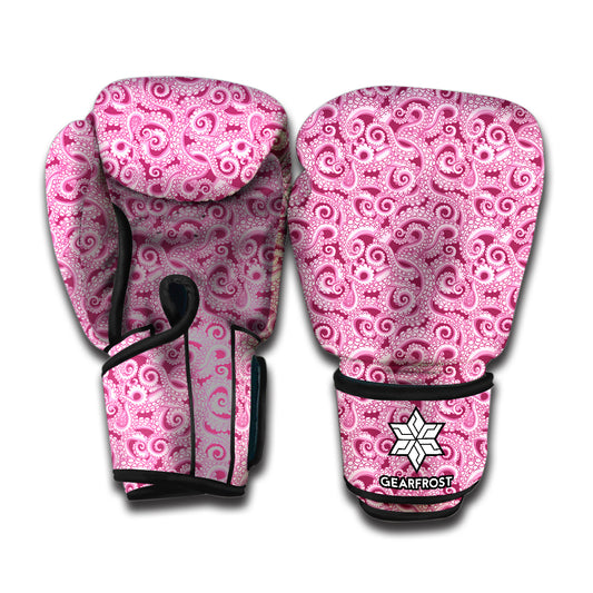 Pink Octopus Tentacles Pattern Print Boxing Gloves
