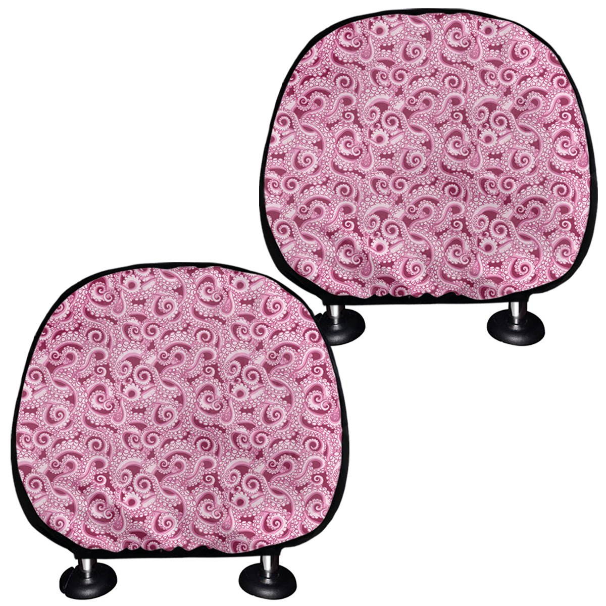 Pink Octopus Tentacles Pattern Print Car Headrest Covers