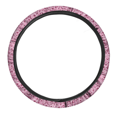 Pink Octopus Tentacles Pattern Print Car Steering Wheel Cover