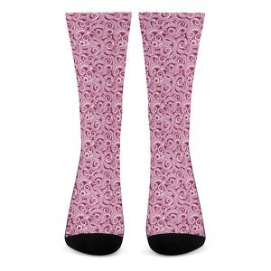 Pink Octopus Tentacles Pattern Print Crew Socks