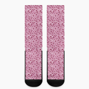 Pink Octopus Tentacles Pattern Print Crew Socks