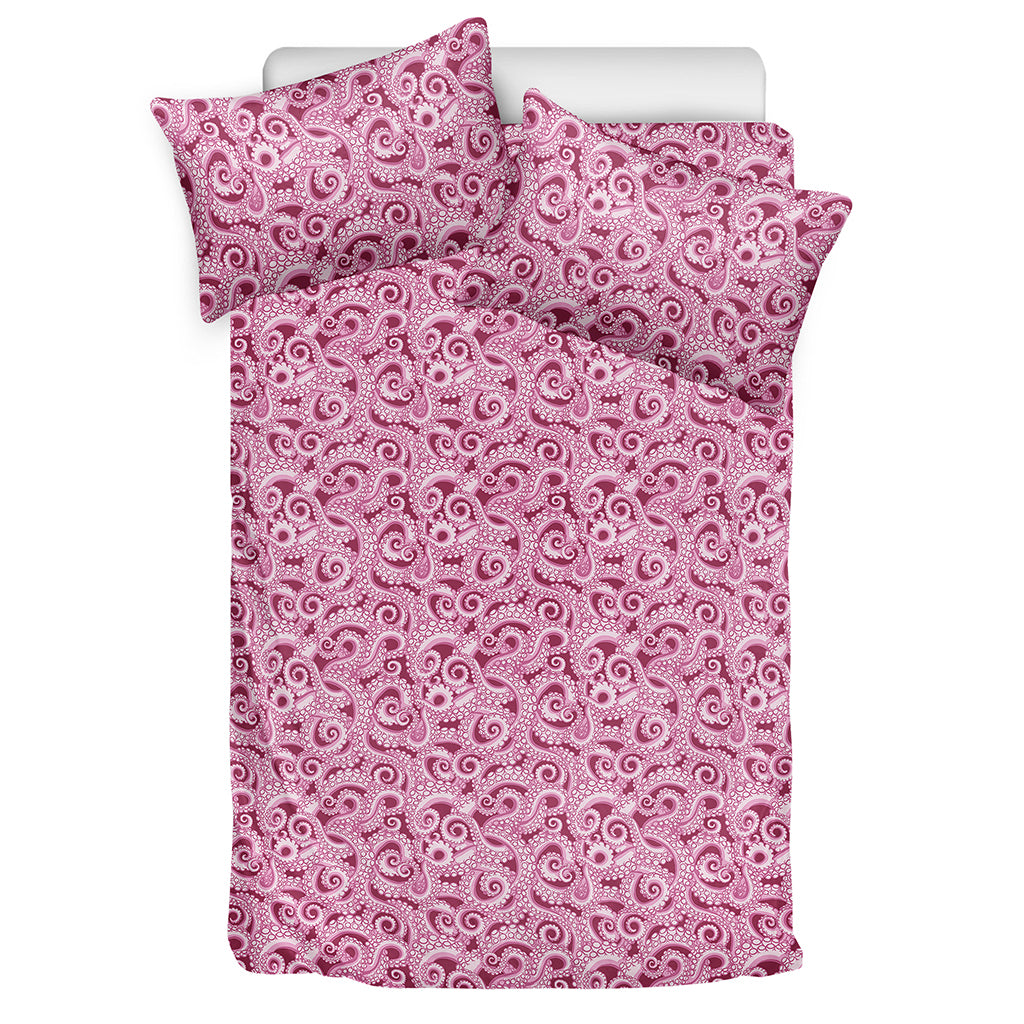 Pink Octopus Tentacles Pattern Print Duvet Cover Bedding Set