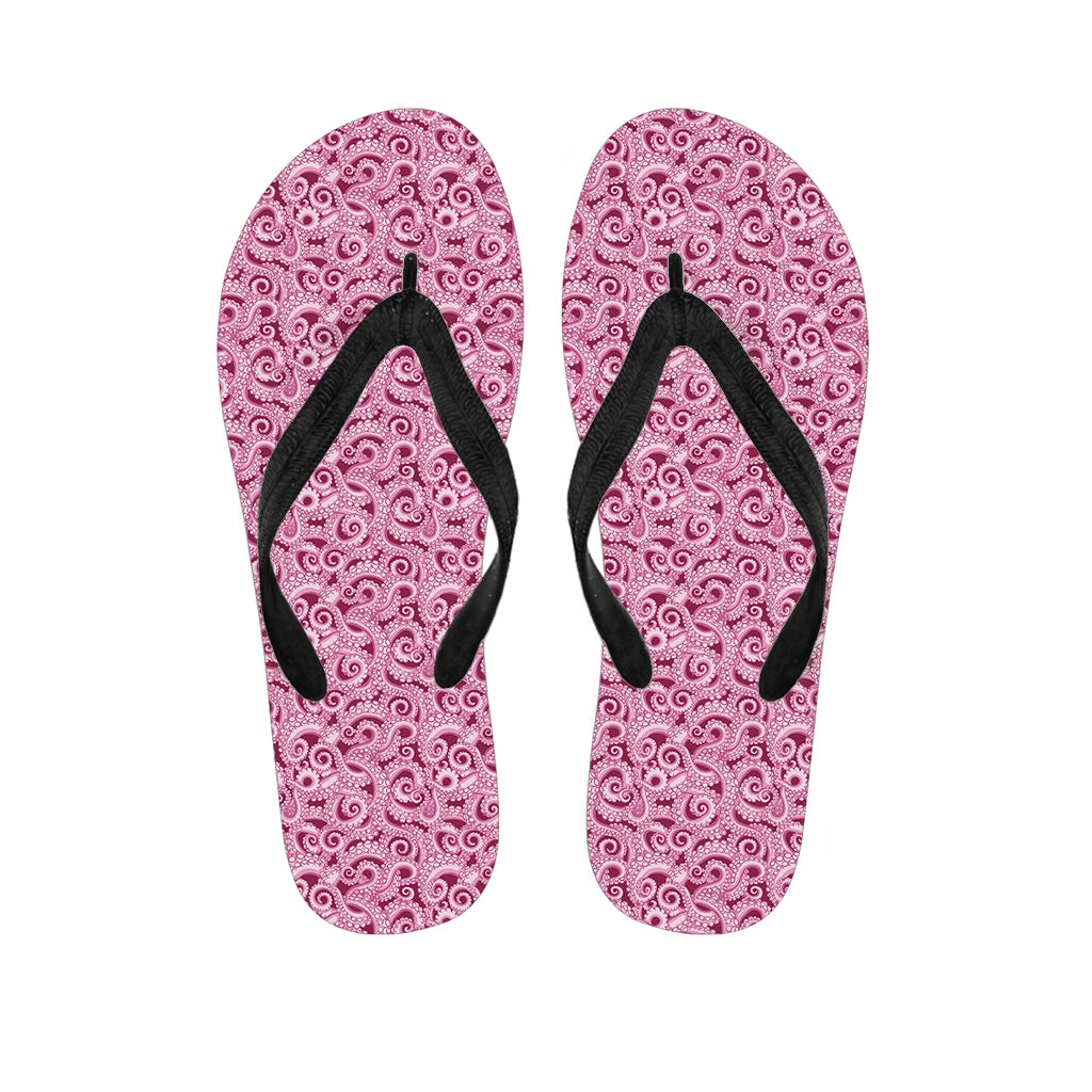 Pink Octopus Tentacles Pattern Print Flip Flops