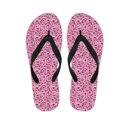 Pink Octopus Tentacles Pattern Print Flip Flops