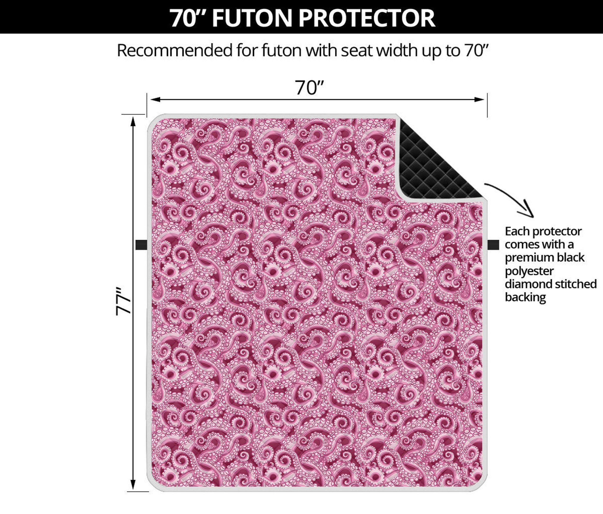Pink Octopus Tentacles Pattern Print Futon Protector