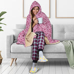 Pink Octopus Tentacles Pattern Print Hooded Blanket