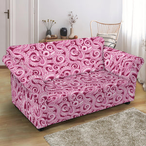 Pink Octopus Tentacles Pattern Print Loveseat Slipcover