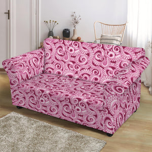 Pink Octopus Tentacles Pattern Print Loveseat Slipcover