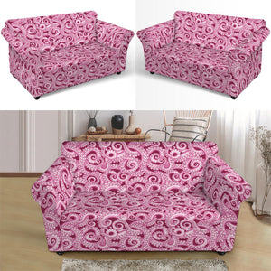 Pink Octopus Tentacles Pattern Print Loveseat Slipcover