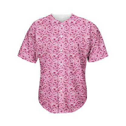 Pink Octopus Tentacles Pattern Print Men's Baseball Jersey