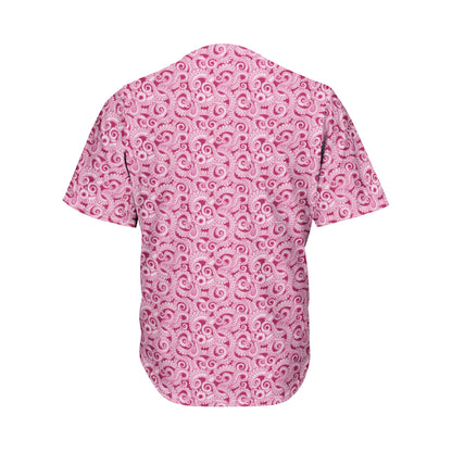 Pink Octopus Tentacles Pattern Print Men's Baseball Jersey