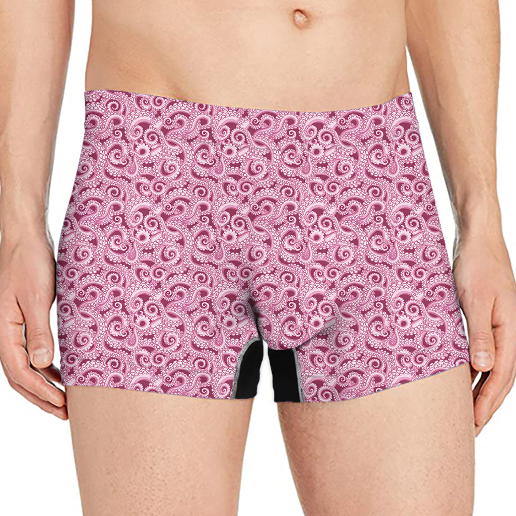 Pink Octopus Tentacles Pattern Print Men's Boxer Briefs