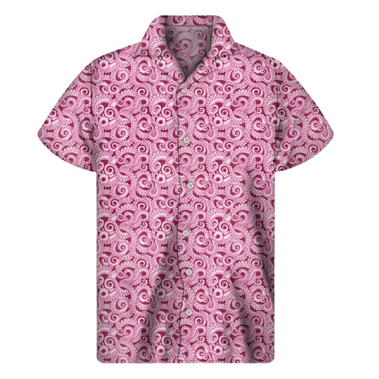 Pink Octopus Tentacles Pattern Print Men's Short Sleeve Shirt