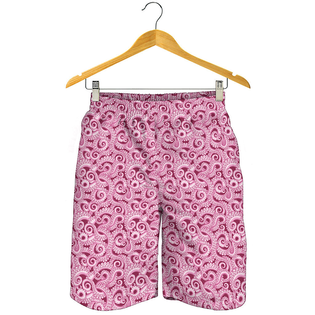 Pink Octopus Tentacles Pattern Print Men's Shorts
