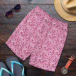 Pink Octopus Tentacles Pattern Print Men's Shorts