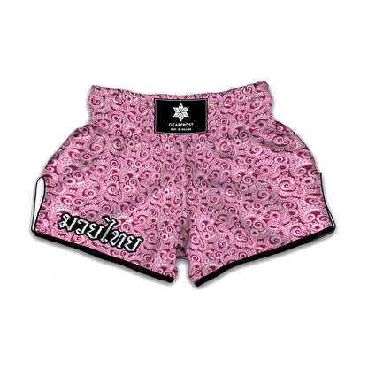 Pink Octopus Tentacles Pattern Print Muay Thai Boxing Shorts