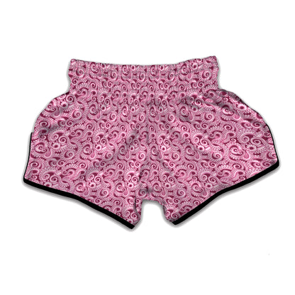 Pink Octopus Tentacles Pattern Print Muay Thai Boxing Shorts