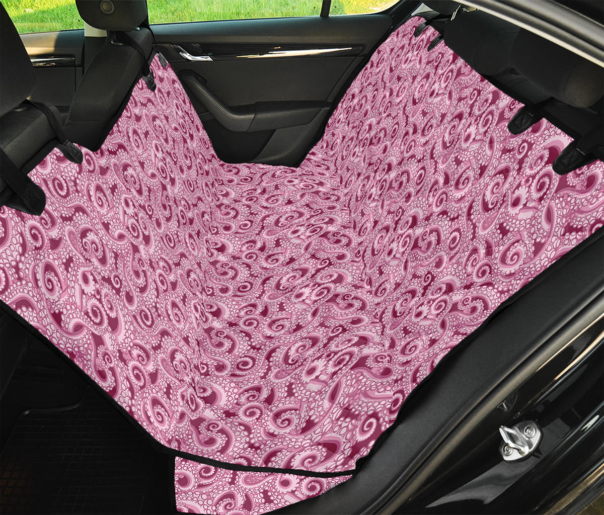 Pink Octopus Tentacles Pattern Print Pet Car Back Seat Cover