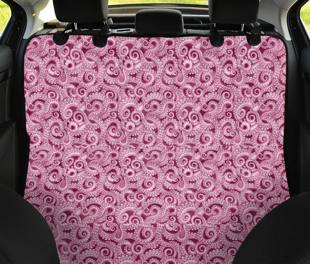 Pink Octopus Tentacles Pattern Print Pet Car Back Seat Cover