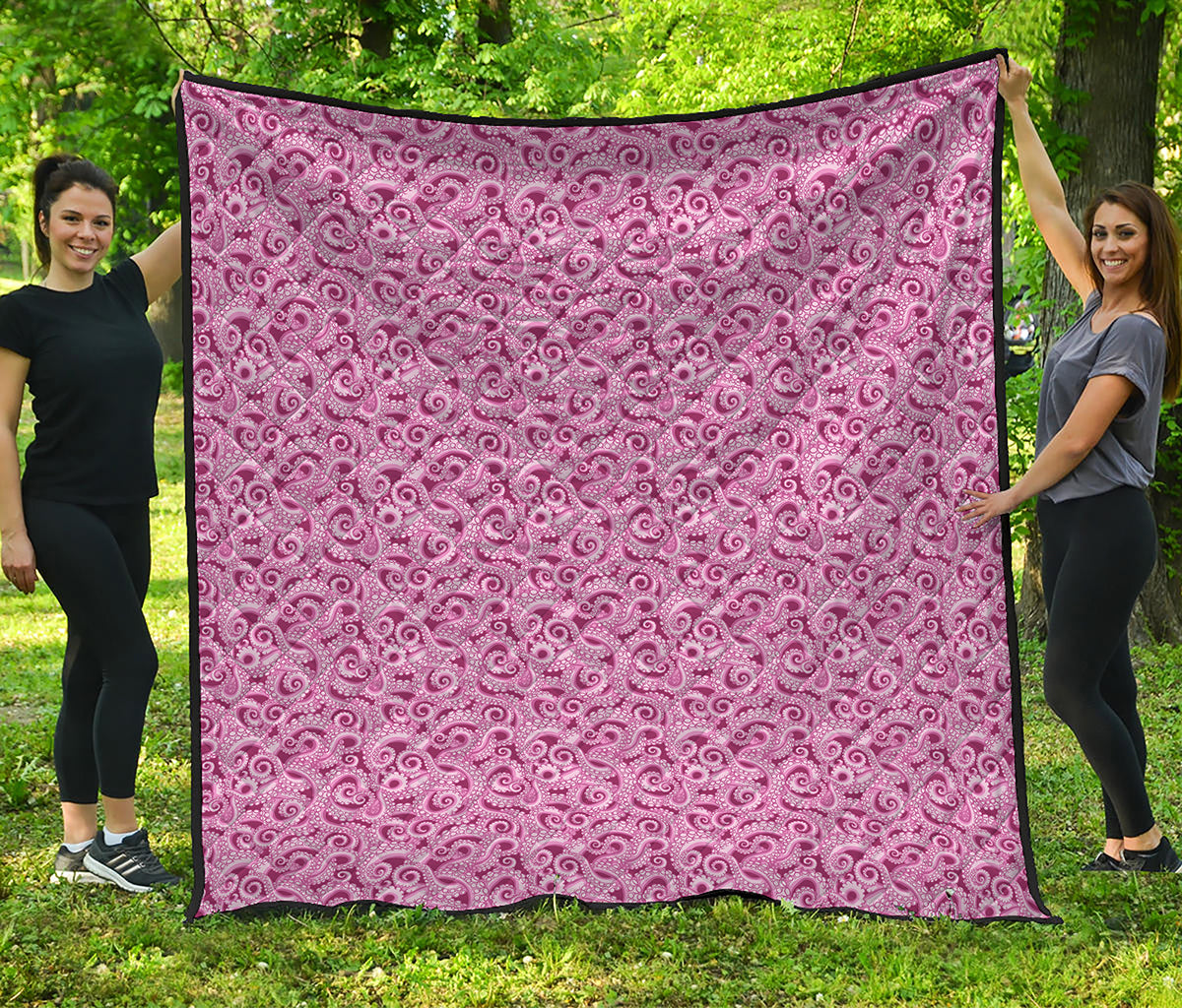 Pink Octopus Tentacles Pattern Print Quilt