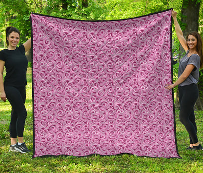 Pink Octopus Tentacles Pattern Print Quilt