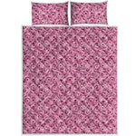 Pink Octopus Tentacles Pattern Print Quilt Bed Set