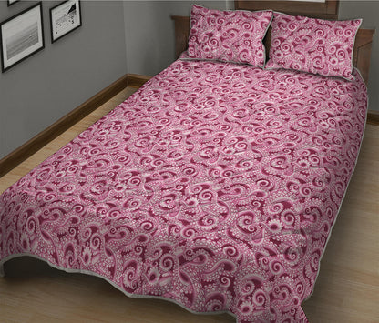 Pink Octopus Tentacles Pattern Print Quilt Bed Set