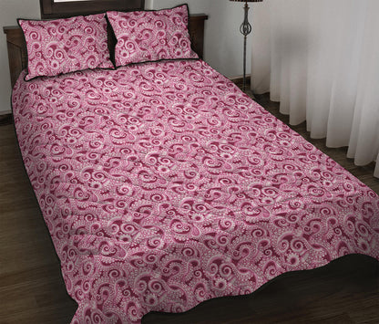 Pink Octopus Tentacles Pattern Print Quilt Bed Set