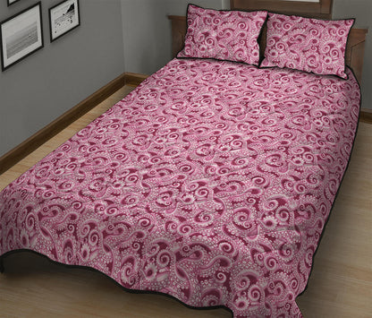 Pink Octopus Tentacles Pattern Print Quilt Bed Set