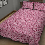 Pink Octopus Tentacles Pattern Print Quilt Bed Set