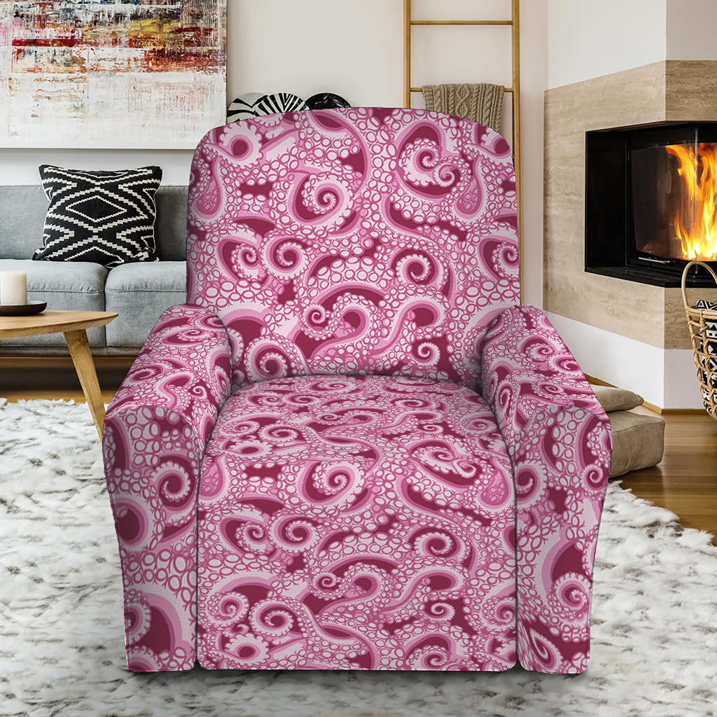 Pink Octopus Tentacles Pattern Print Recliner Slipcover