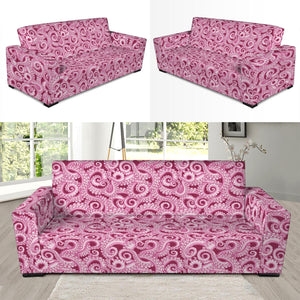 Pink Octopus Tentacles Pattern Print Sofa Slipcover