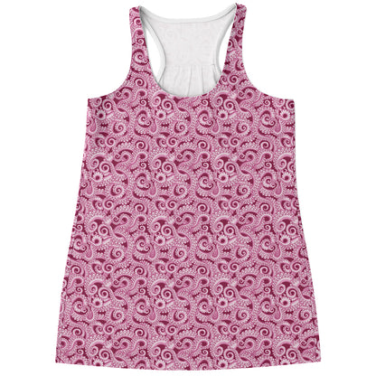 Pink Octopus Tentacles Pattern Print Women's Racerback Tank Top