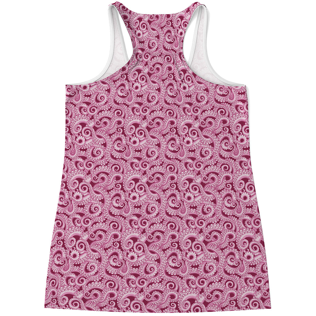 Pink Octopus Tentacles Pattern Print Women's Racerback Tank Top
