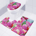 Pink Orchid Flower Print 3 Piece Bath Mat Set