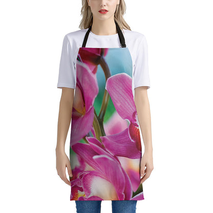 Pink Orchid Flower Print Apron