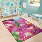 Pink Orchid Flower Print Area Rug