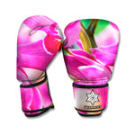 Pink Orchid Flower Print Boxing Gloves