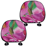 Pink Orchid Flower Print Car Headrest Covers