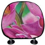 Pink Orchid Flower Print Car Headrest Covers