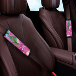 Pink Orchid Flower Print Car Seat Belt Covers
