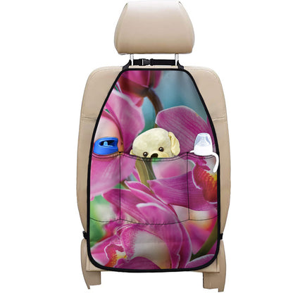 Pink Orchid Flower Print Car Seat Organizers