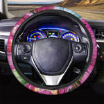 Pink Orchid Flower Print Car Steering Wheel Cover