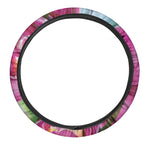 Pink Orchid Flower Print Car Steering Wheel Cover