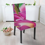 Pink Orchid Flower Print Dining Chair Slipcover