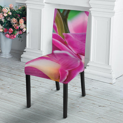 Pink Orchid Flower Print Dining Chair Slipcover